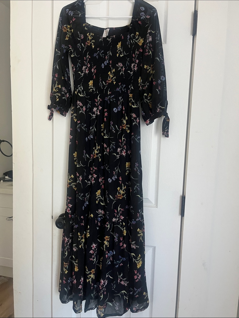 Siren Lily Black Maxi Dress with Multicolor Floral Print